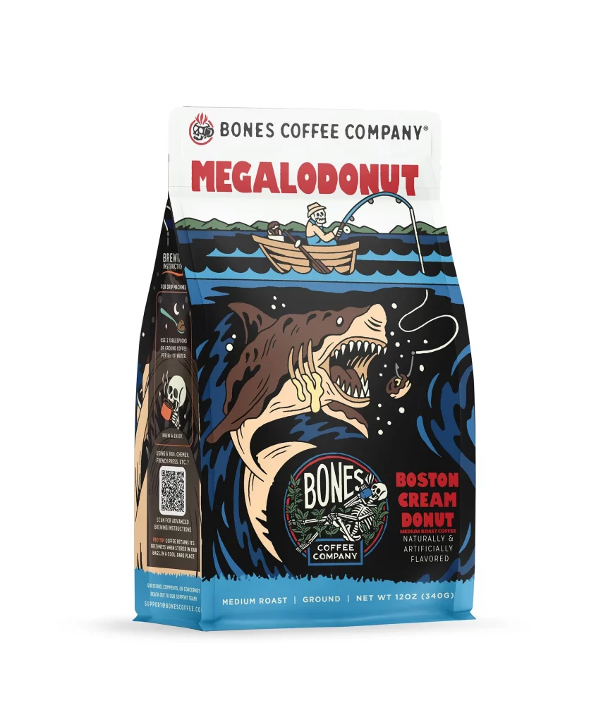 Bones Coffee Megalodonut Coffee Bag Front Packaging