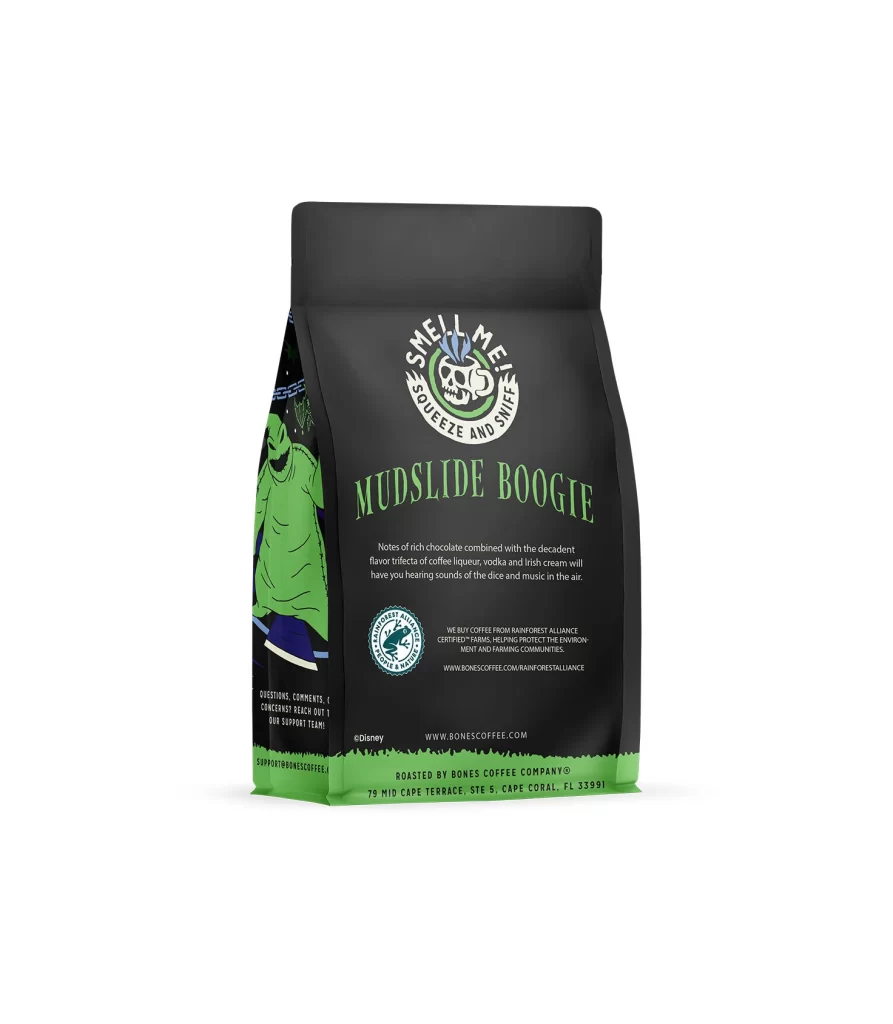 Bones Coffee Mudslide Boogie Coffee Bag Back Packaging