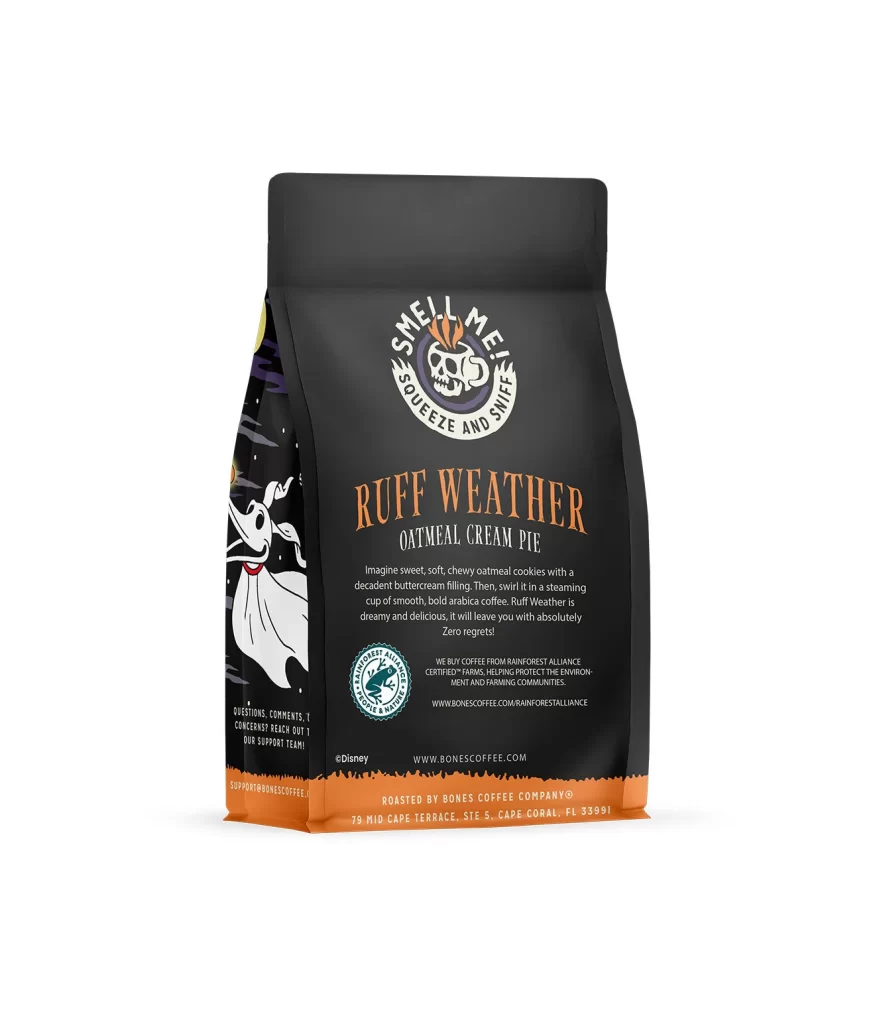 Bones Coffee Ruff Weather Coffee Bag Back Packaging