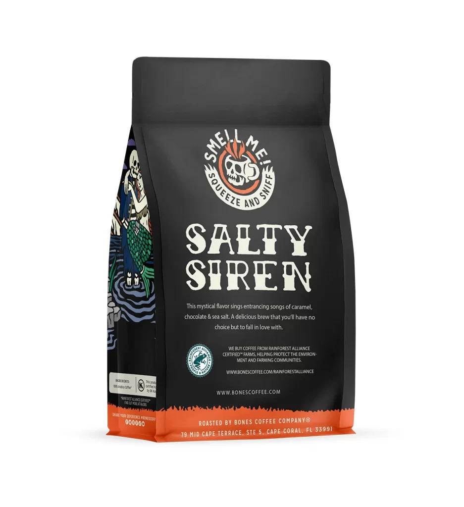 Bones Coffee Salty Siren Coffee Bag Back Packaging