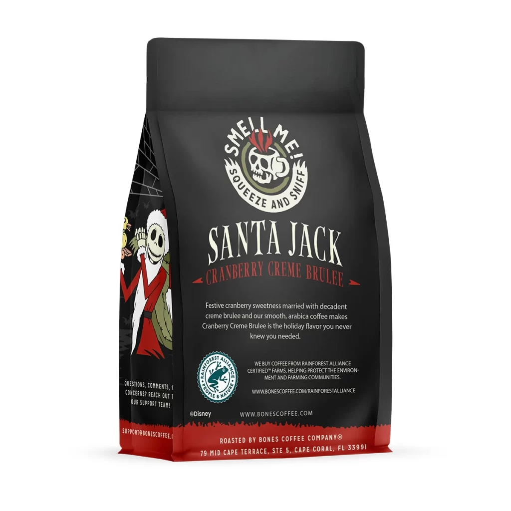 Bones Coffee Santa Jack Coffee Bag Back Packaging