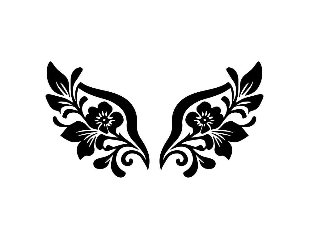 Botanical Floral Wings Vector