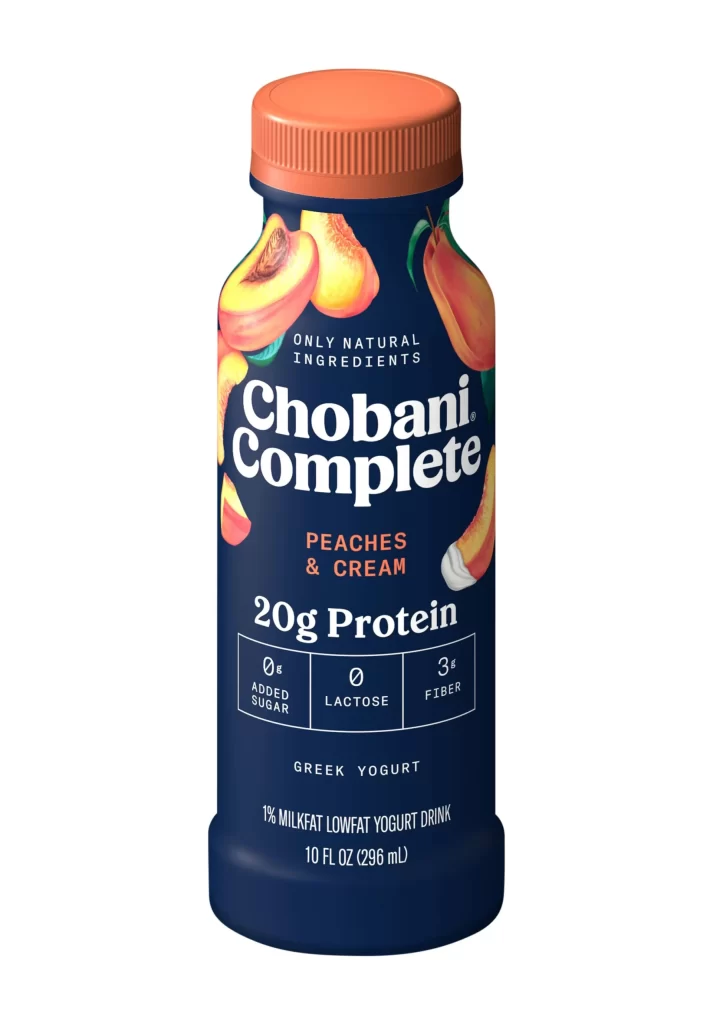Chobani Complete Peaches And Cream Angled View Packaging