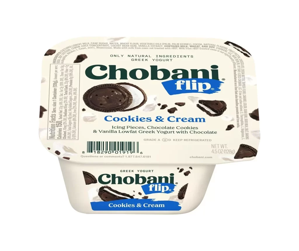 Chobani Flip Cookies And Cream Lid Packaging