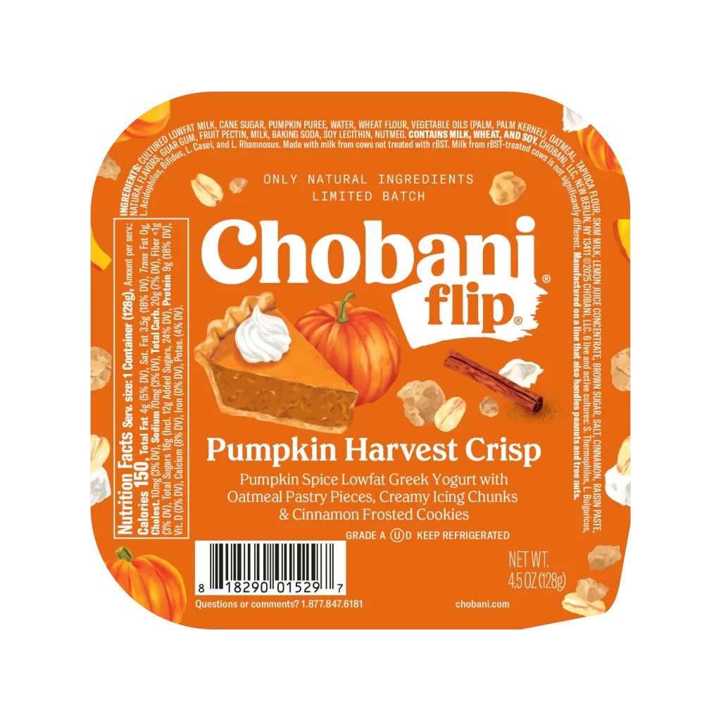 Chobani Flip Pumpkin Harvest Crisp Label