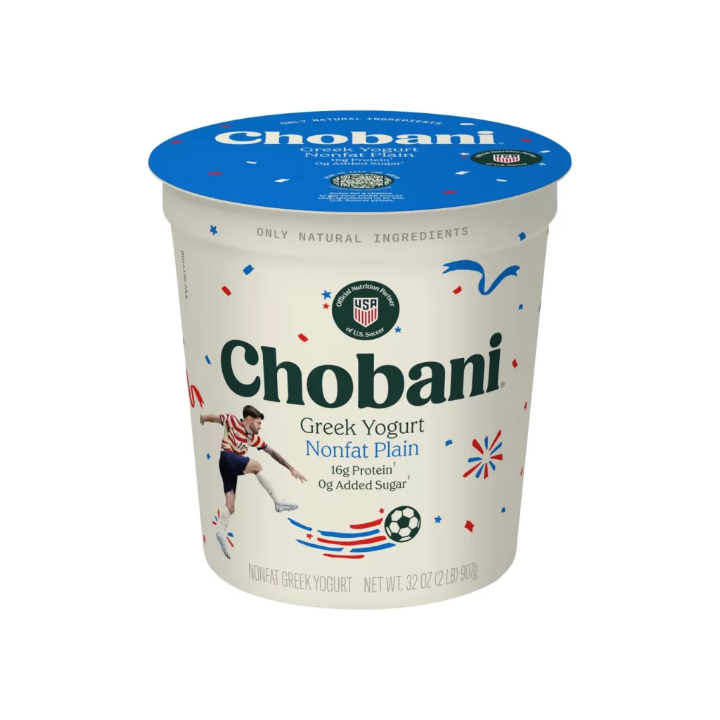 Chobani Greek Yogurt Nonfat 32 Oz Tub Blue Lid Packaging