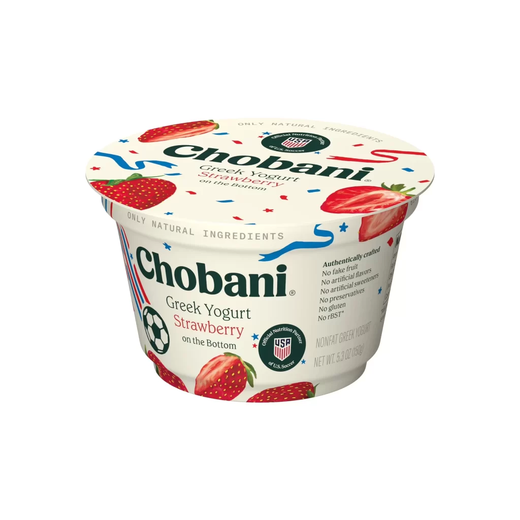 Chobani Greek Yogurt Strawberry US Soccer Edition 45 Degree Packaging
