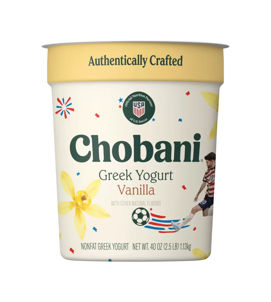 Chobani Greek Yogurt Vanilla 40 Oz Tub Label