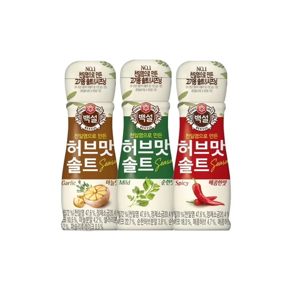CJ Beksul Herb Sea Salt Seasoning Bottles Packaging