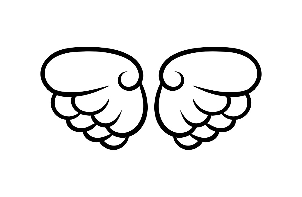 Puffy Layered Cartoon Wings Vector