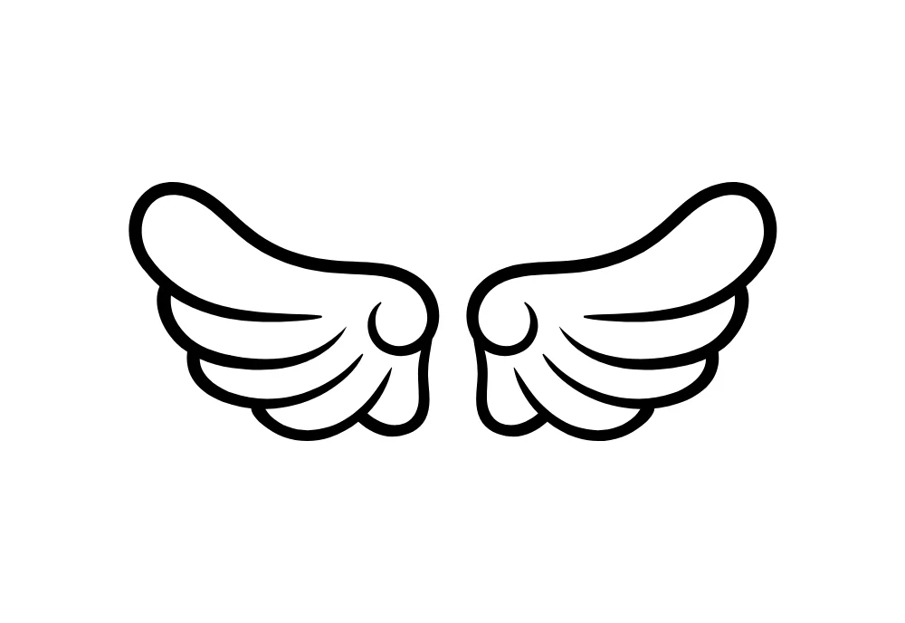 Cloud Rounded Wings Line Art Vector
