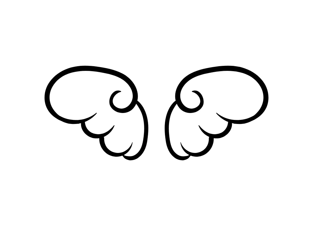 Curled Cartoon Wings Vector