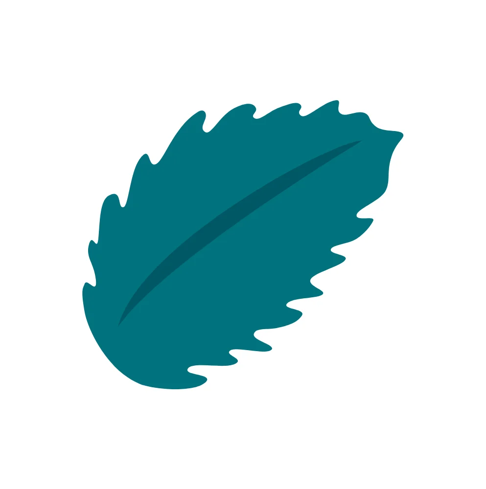 Dark Teal Leaf Flat Illustration Vector