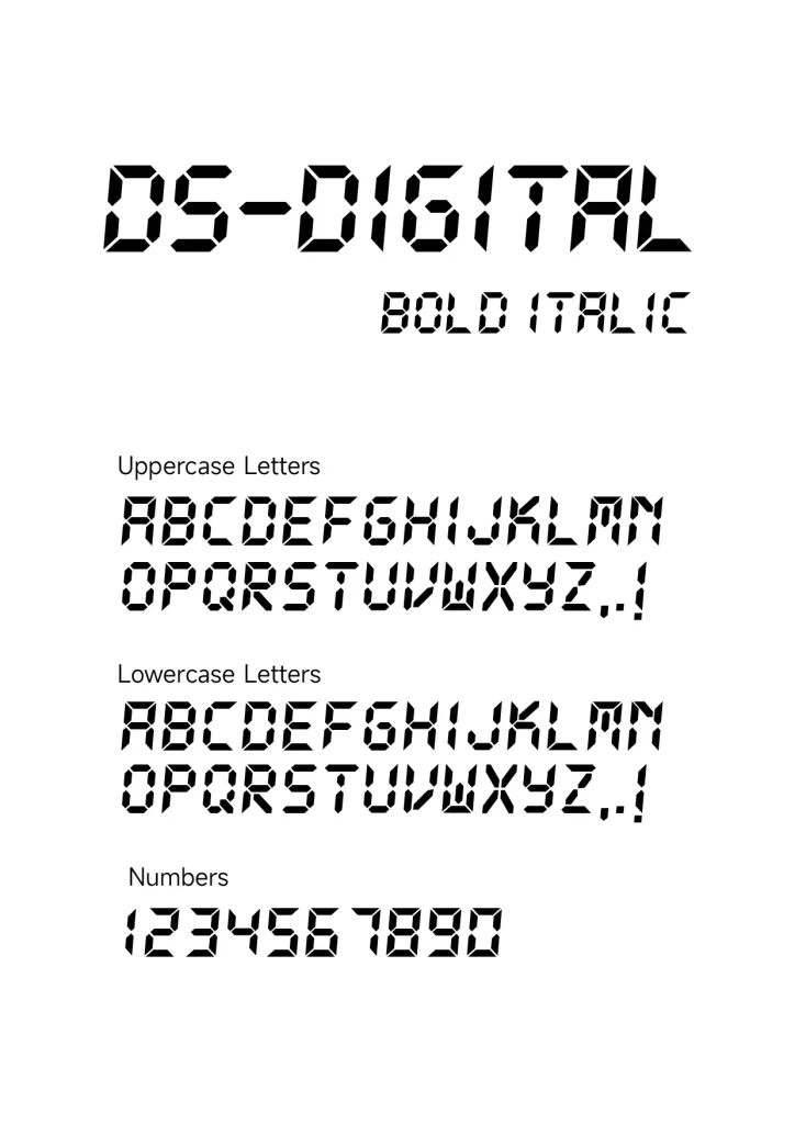 DS Digital Bold Italic Font Free Download