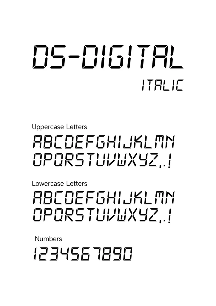 DS Digital Italic Font Free Download