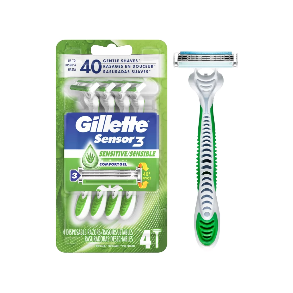 Gillette Sensor3 Sensitive ComfortGel Razor Packaging