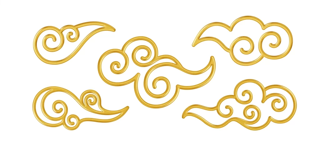 Gold Chinese Cloud Motifs Vector
