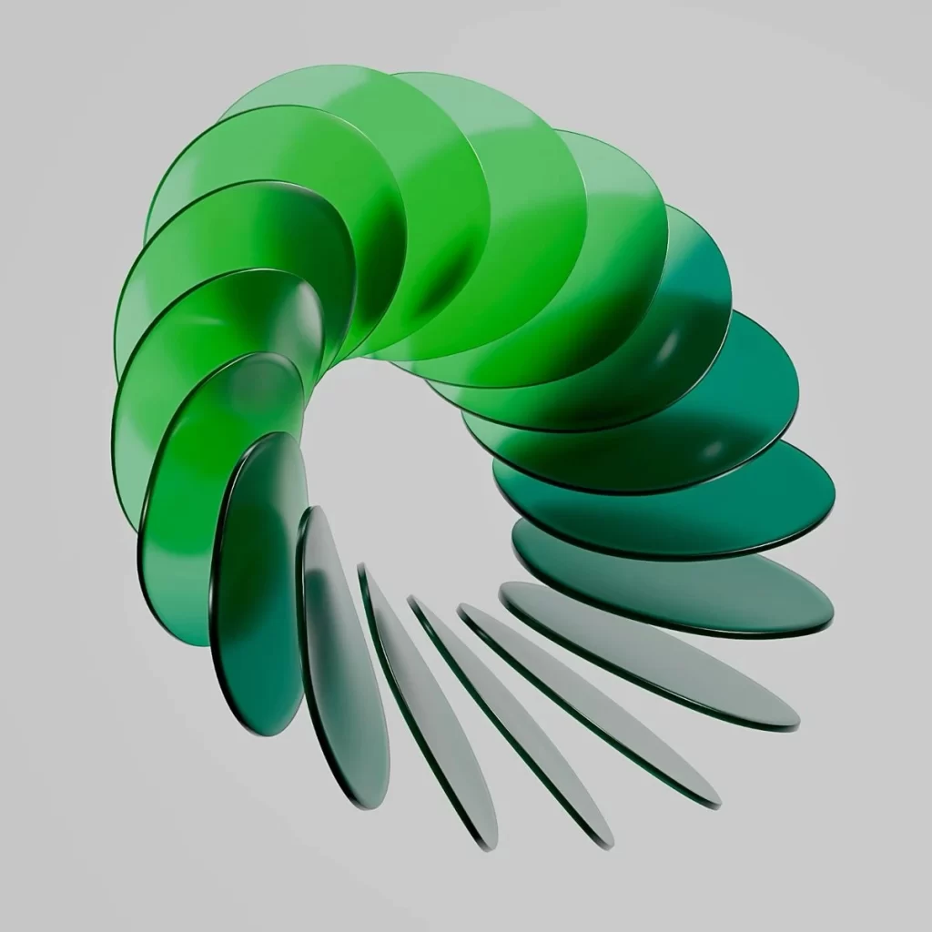 Green Spiral Discs Abstract Background