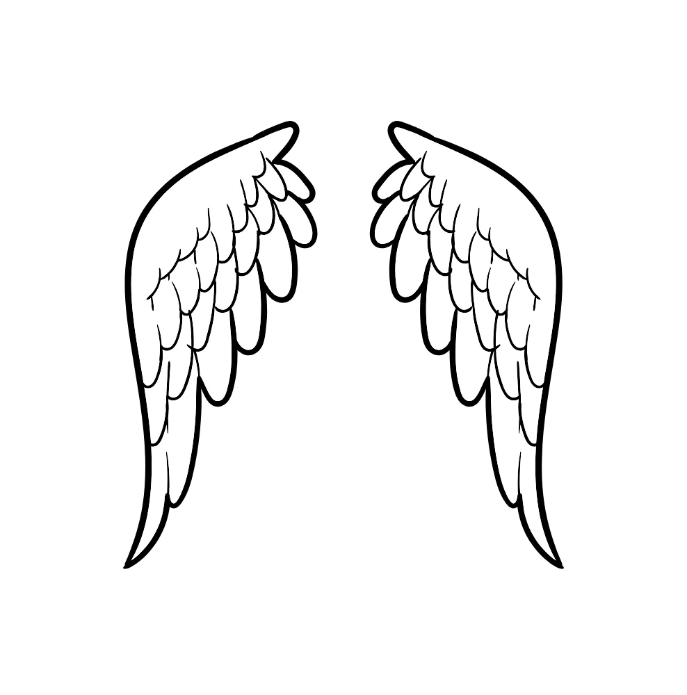 Large Angel Wings Line Art Vector