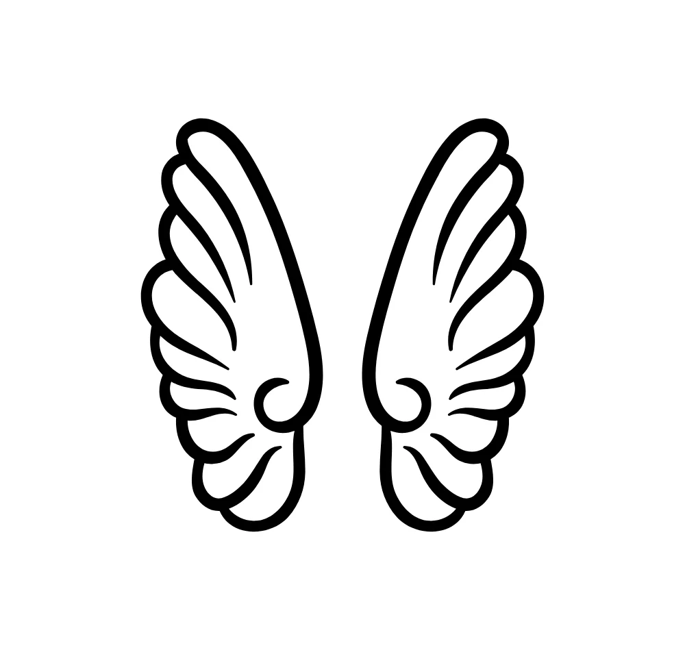 Large Feather Cartoon Wings Vector