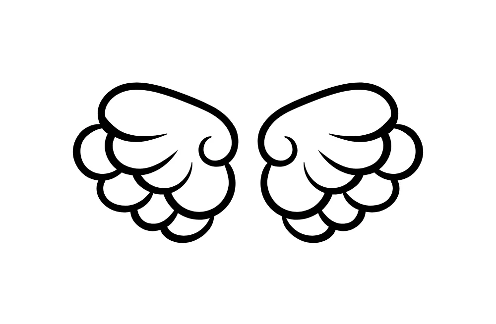 Layered Cartoon Feather Wings Vector