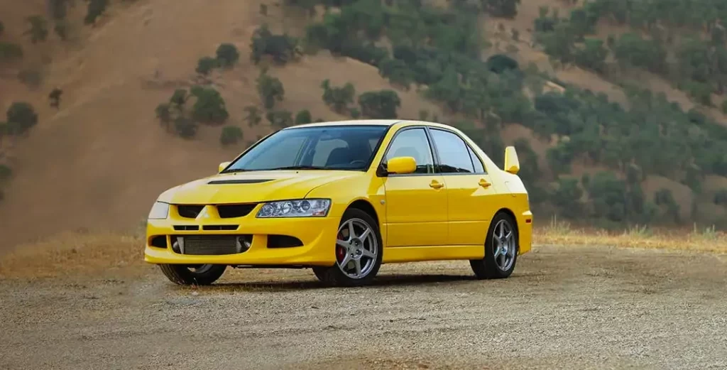 Mitsubishi Lancer Evolution Yellow Mountain Road