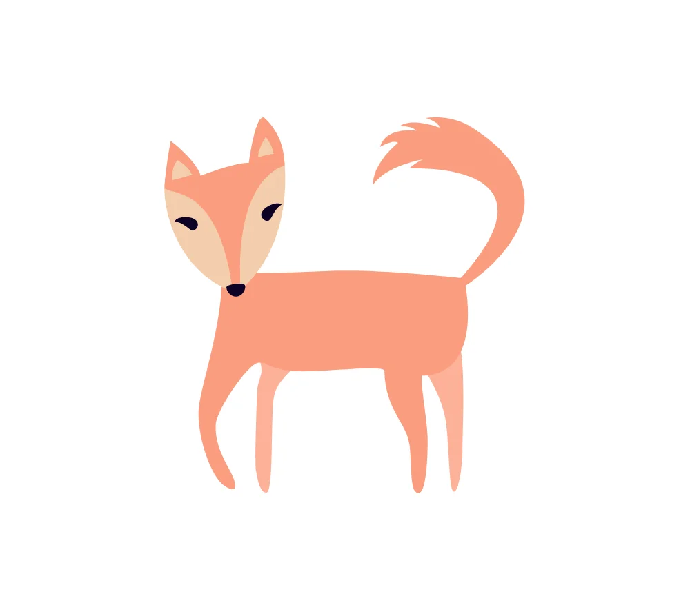 Orange Fox Flat Illustration Vector