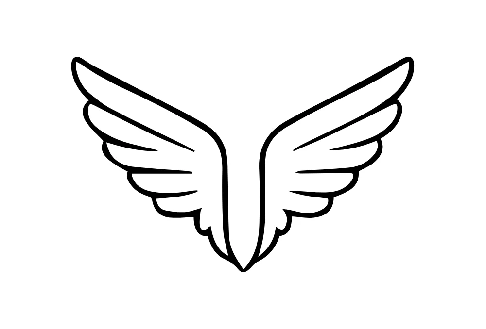 Ornamental Wings Line Art Vector