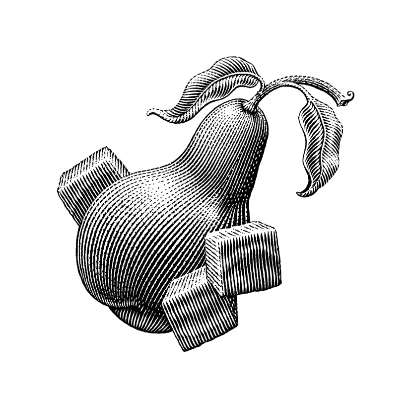 Pear Sugar Cubes Engraving