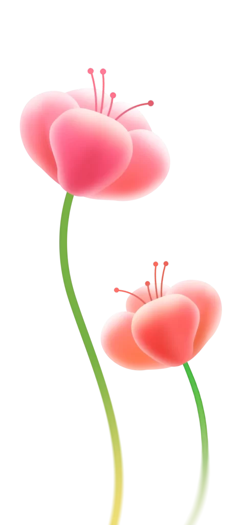 Pink Flowers Green Stems Illustration