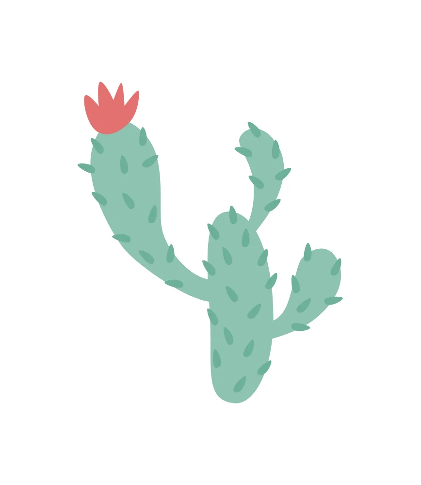 Prickly Pear Cactus Flat Illustration Vector