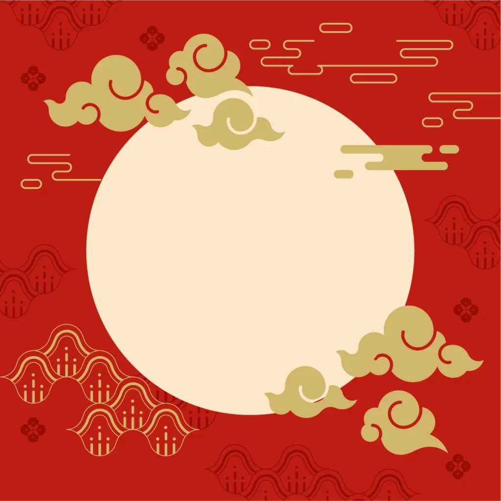 Red Gold Chinese Cloud Emblem Vector