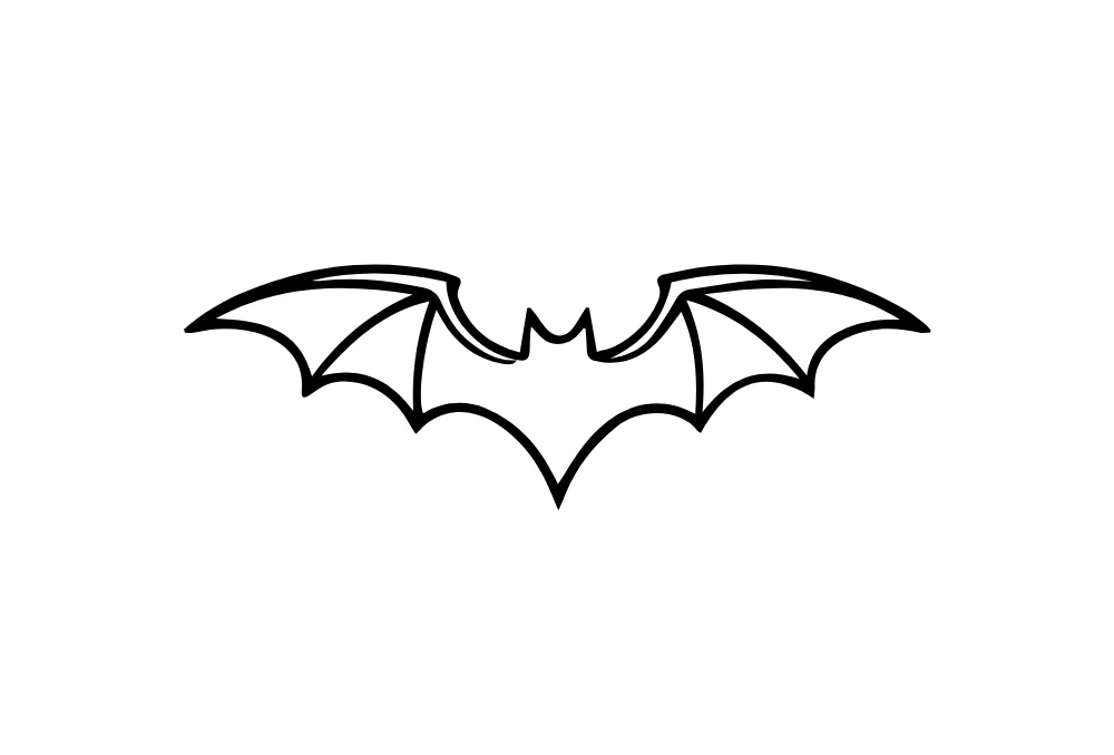 Rounded Bat Wings Line Art Vector