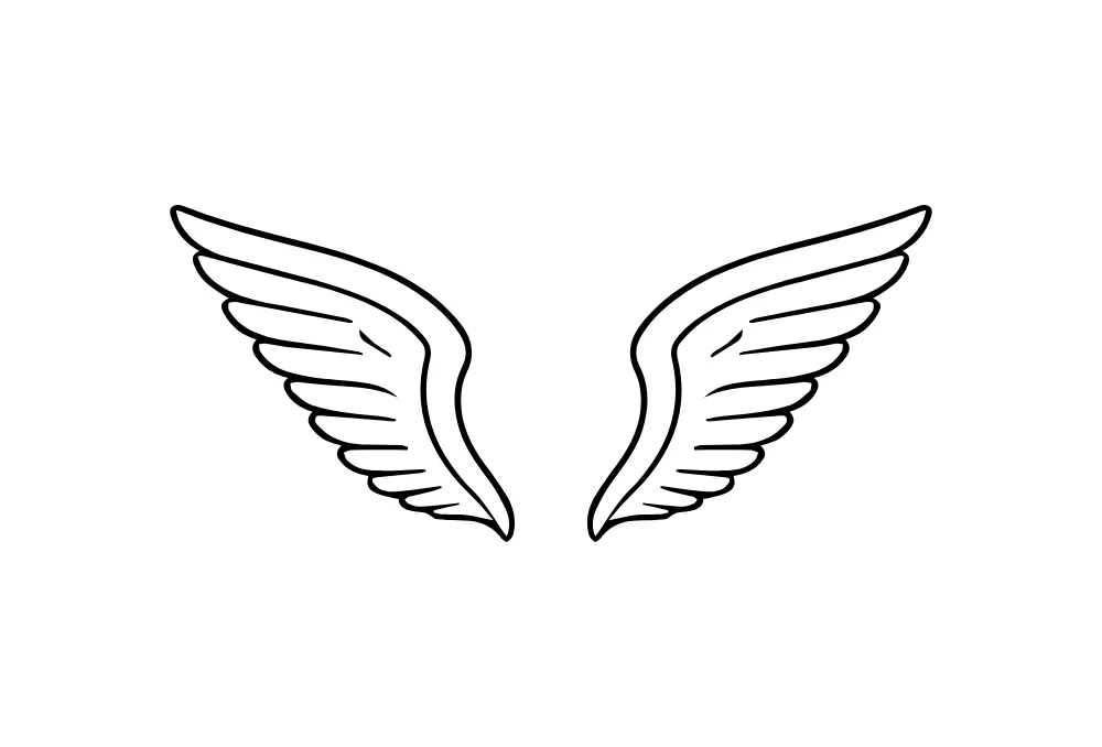 Symmetrical Wings Line Art Vector