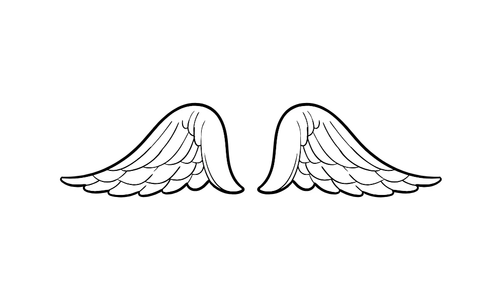 Small Angel Wings Line Art Vector