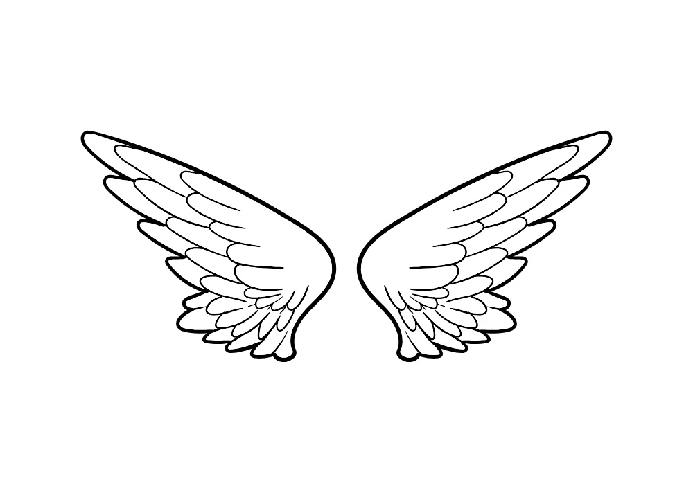 Spread Angel Wings Line Art Vector