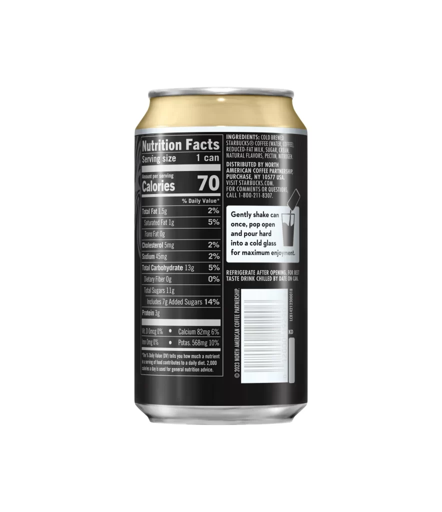 Starbucks Nitro Cold Brew Coffee Packaging Back Label