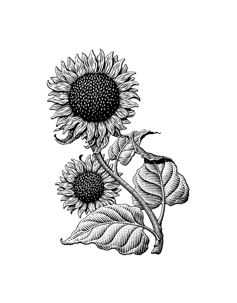 Sunflowers Engraving