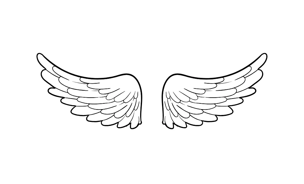 Symmetrical Angel Wings Line Art Vector