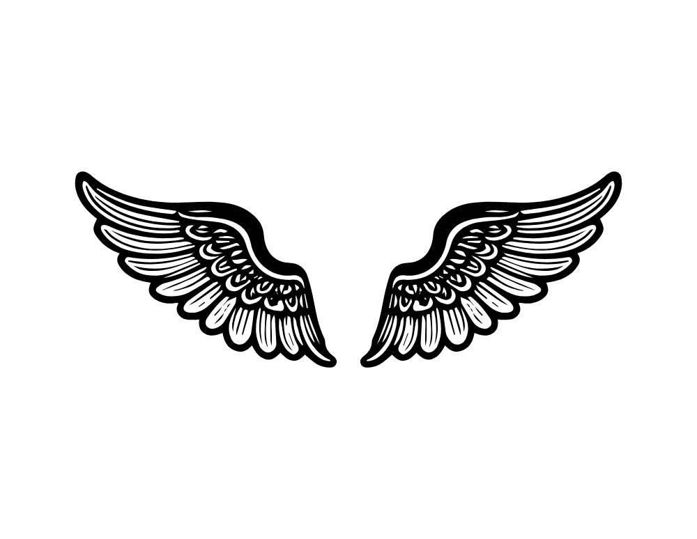 White Fill Layered Feather Wings Vector