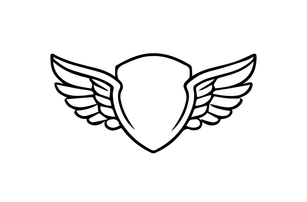 Winged Shield Line Art Vector